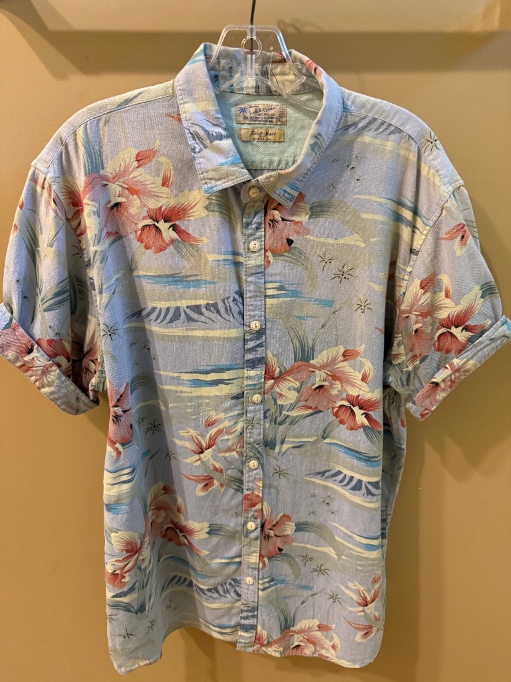 Scotch & Soda Amsterdam Tailor Made XL Cotton Linen Hawaiian Shirt Floral Tropic